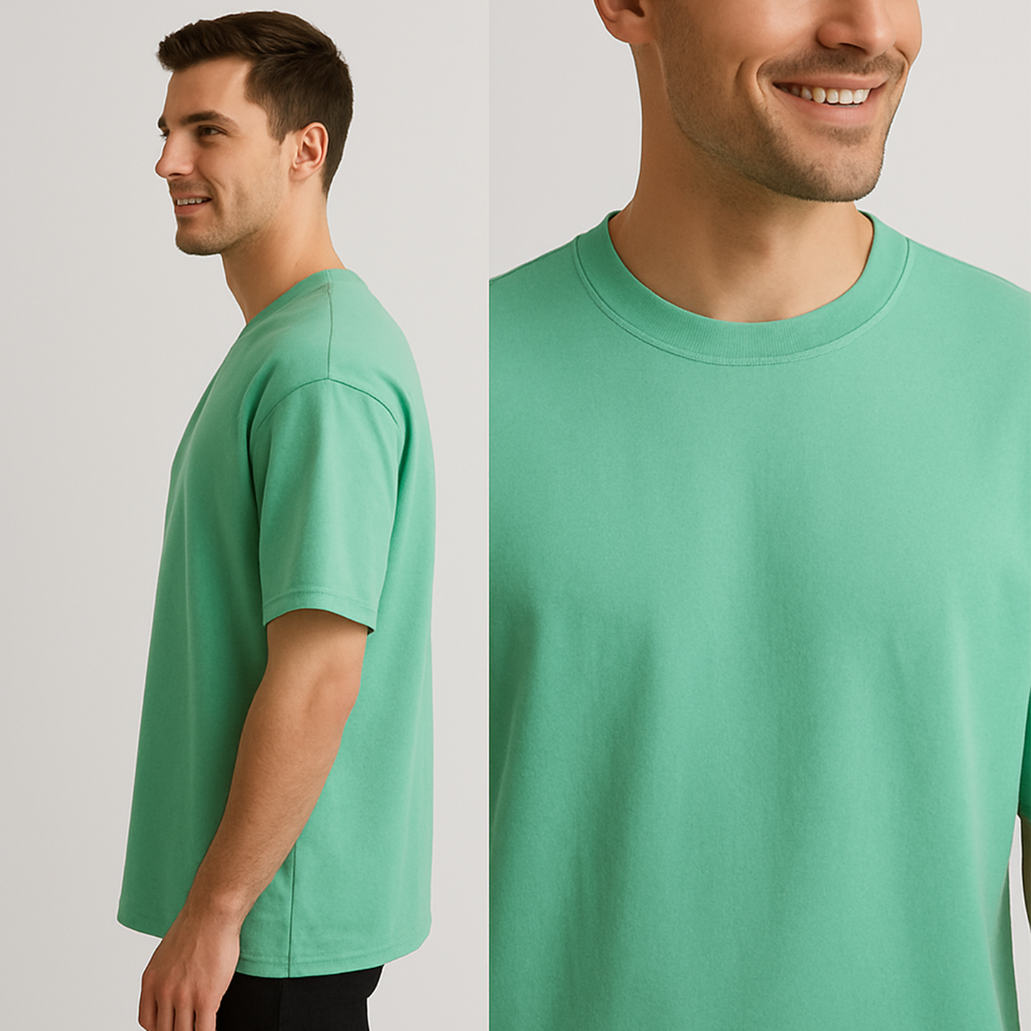 Men's Oversized Mint color Plain T-Shirt