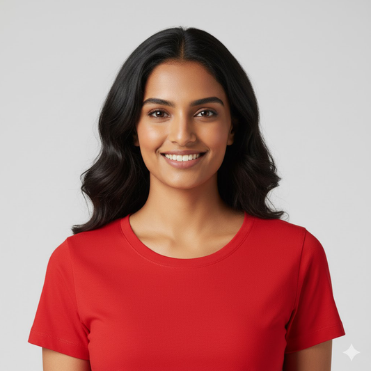 Unisex Soft Pure Cotton Red color Round Neck Half Sleeve T-shirt