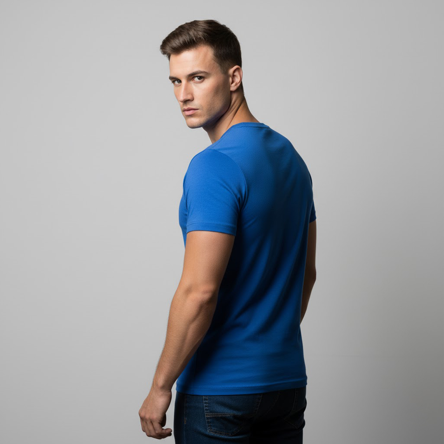 Unisex Pure Cotton Royal Blue Round Neck Half Sleeve T_shirt