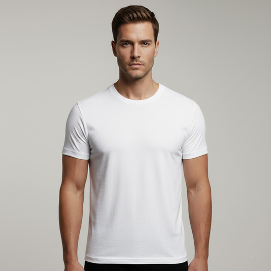 Unisex Soft Pure Cotton Round Neck Half Sleeve White T-shirt