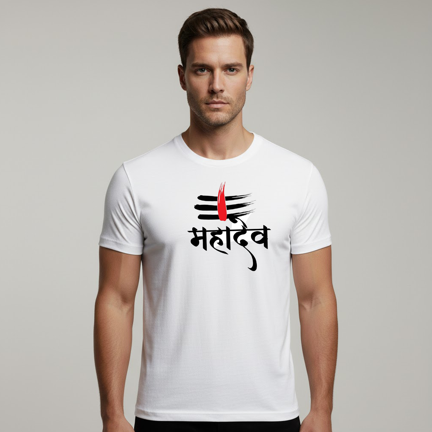 Men Soft 100% Cotton White Round Neck Half Sleeve T-shirt