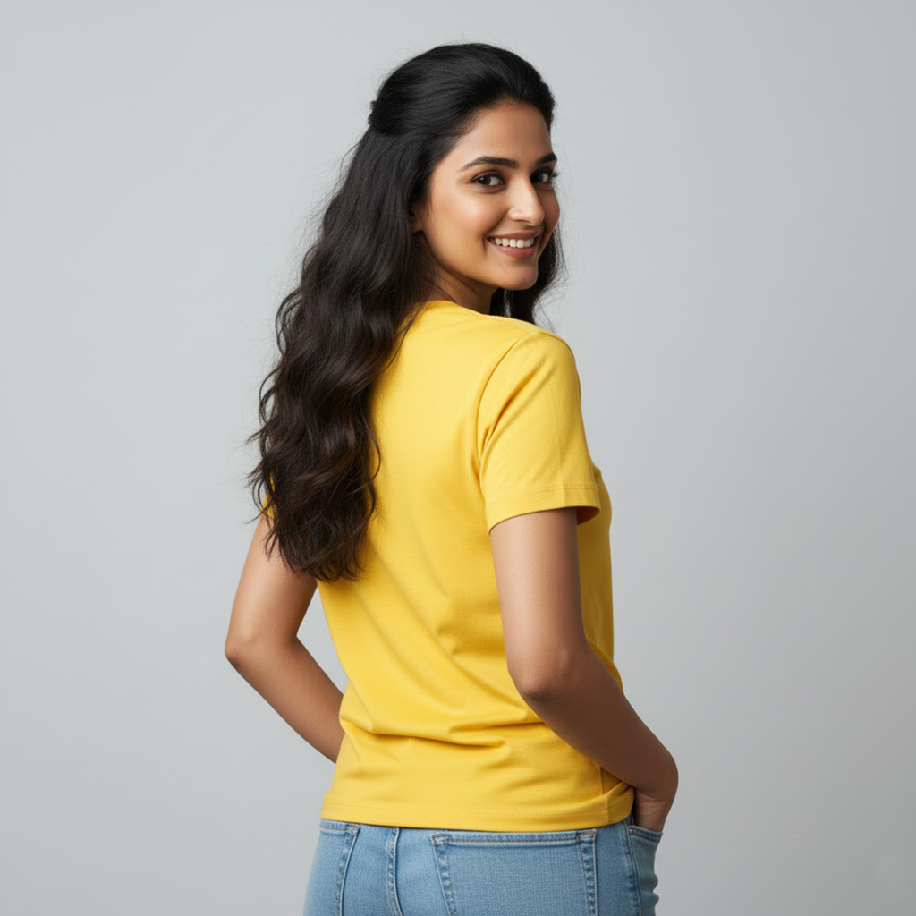 Women's Plain Yellow T-shirt Pure Cotton