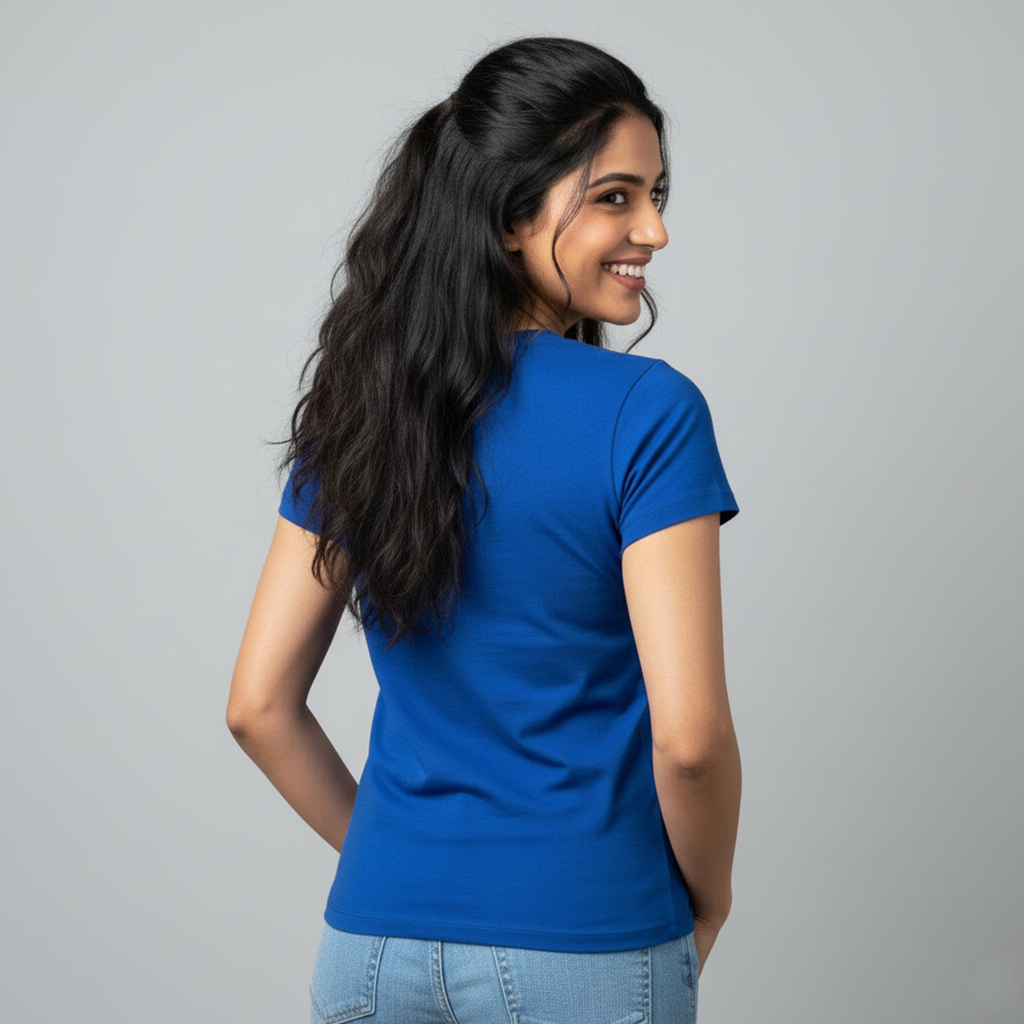 Women's Plain Royal Blue T-shirt Pure Cotton