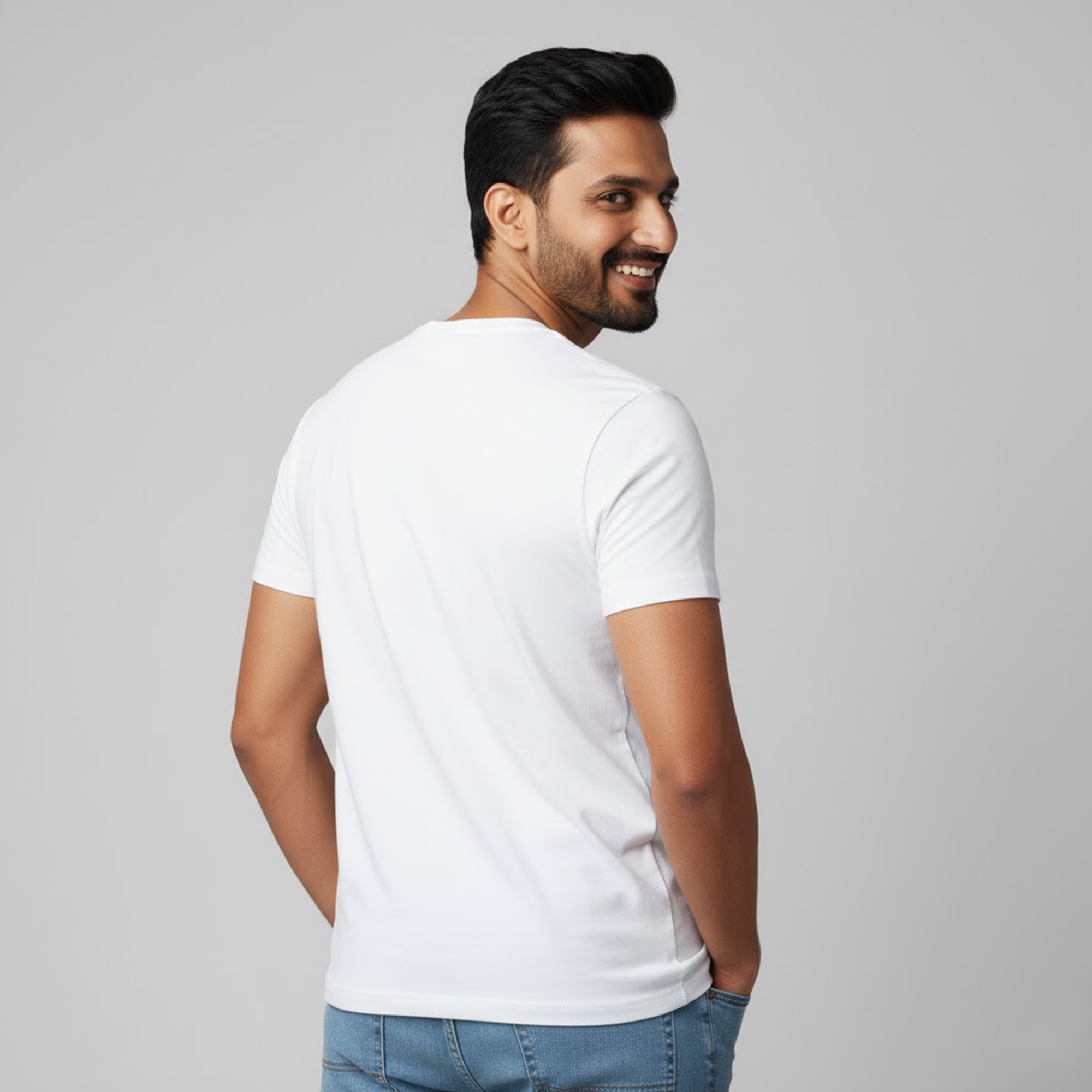 Men's Soft Pure Cotton Round Neck Dog Printed T-shirt