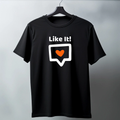 Men Soft Pure Cotton Black Round Neck Half Sleeve Like It PrintedT-shirt