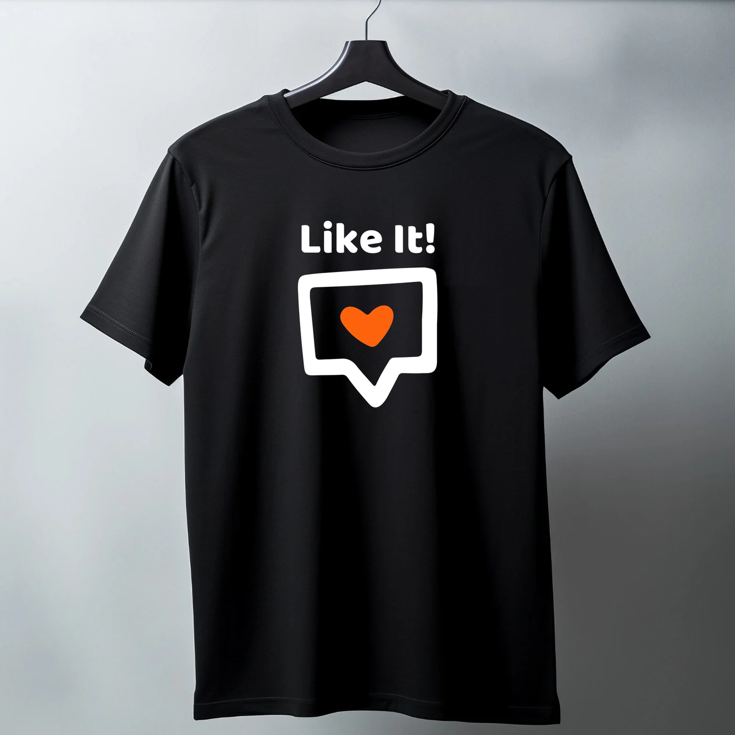 Men Soft Pure Cotton Black Round Neck Half Sleeve Like It PrintedT-shirt