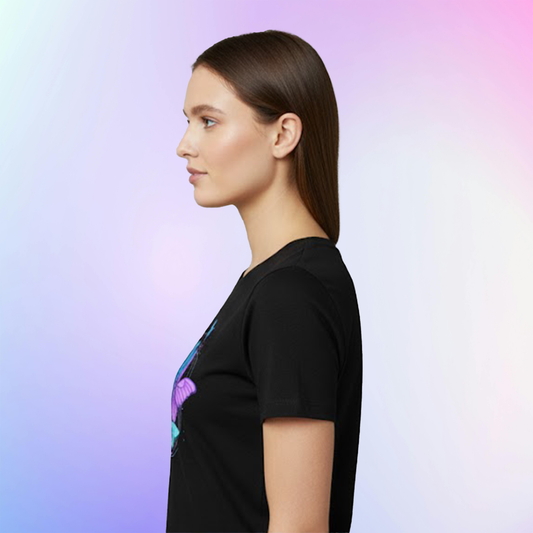 Unisex Soft Pure Cotton Black Round Neck Half Sleeve Butterfly T-shirt