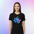 Unisex Soft Pure Cotton Black Round Neck Half Sleeve Butterfly T-shirt