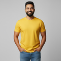 Men Soft Pure Cotton Round Neck Half Sleeve Yellow T-shirt