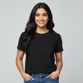 Women's Soft Pure Cotton Round Neck Half Sleeve Black T-shirt