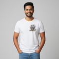 Men's Soft Pure Cotton Printed Round Neck Half Sleeve White T-shirt