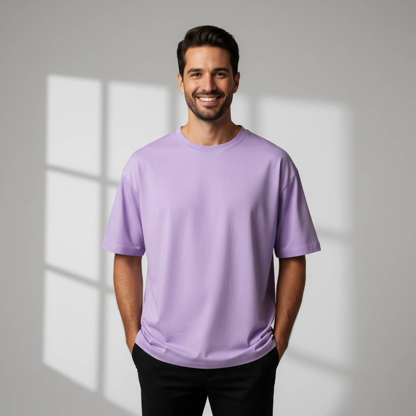 Men's Oversized Lavender color Plain T-Shirt