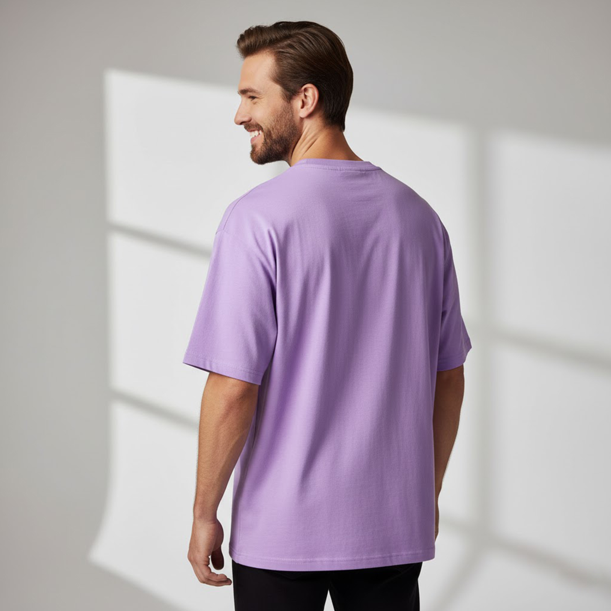 Men's Oversized Lavender color Plain T-Shirt
