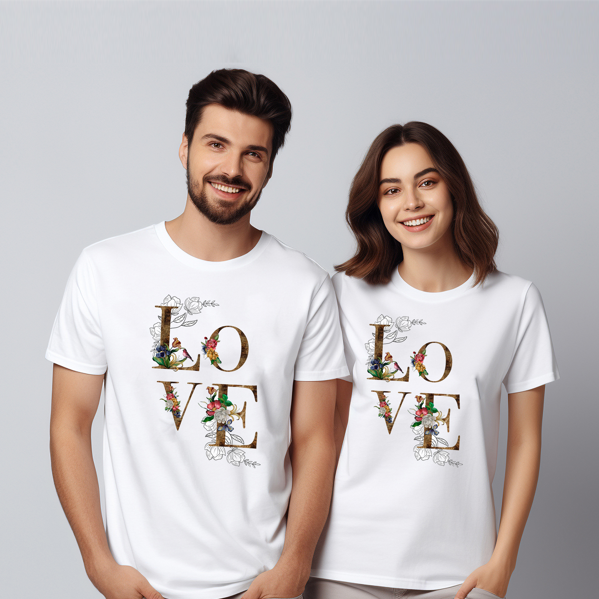Couples Love Printed Pure Cotton White T-shirts