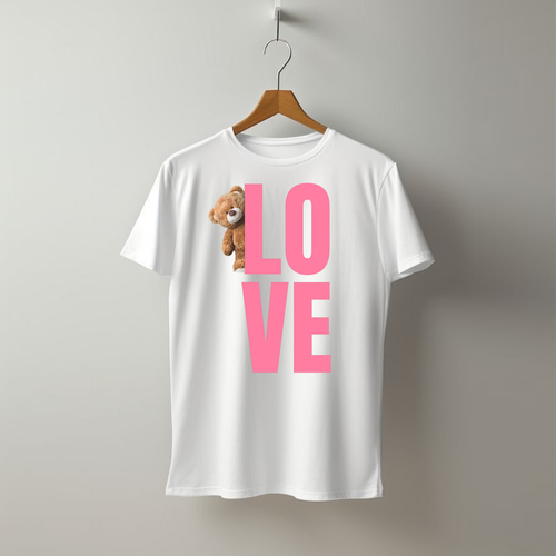 Couples Teddy Love Printed Pure Cotton White T-shirts
