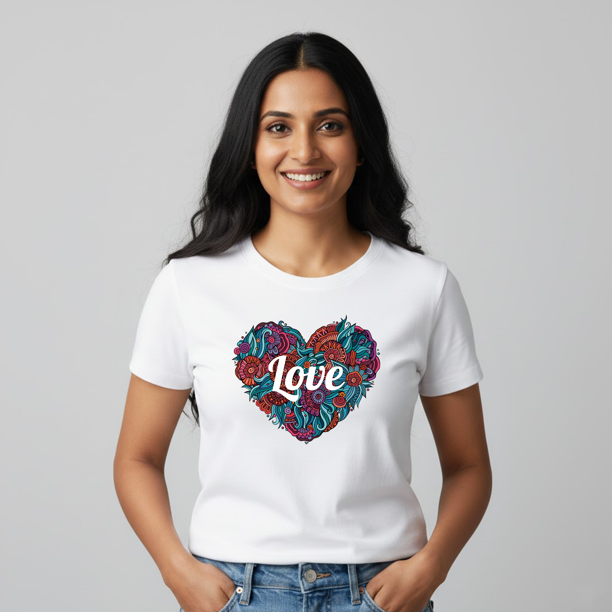 Couples Printed (Love) White Pure Cotton T-shirts