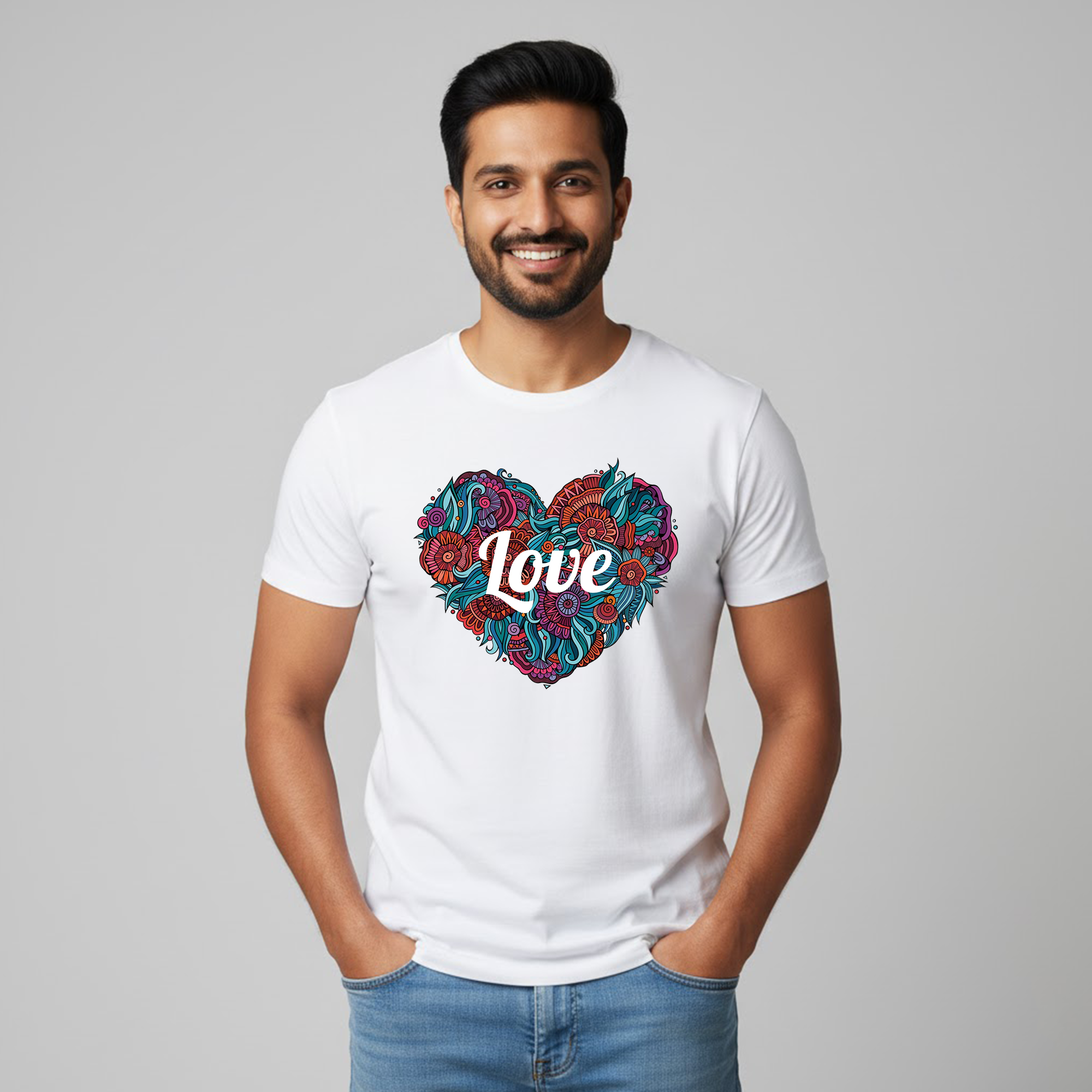 Couples Printed (Love) White Pure Cotton T-shirts