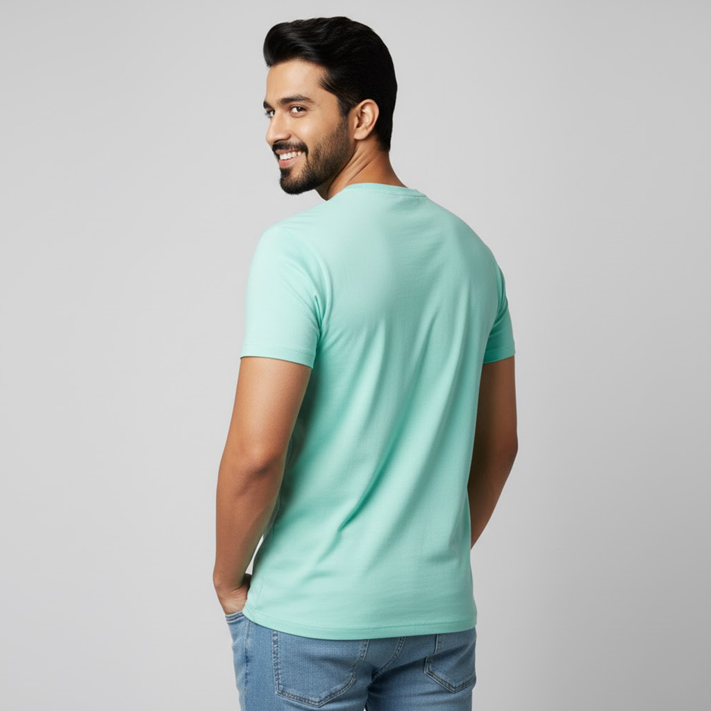 Men Soft Pure Cotton Round Neck Half Sleeve Mint T-shirt