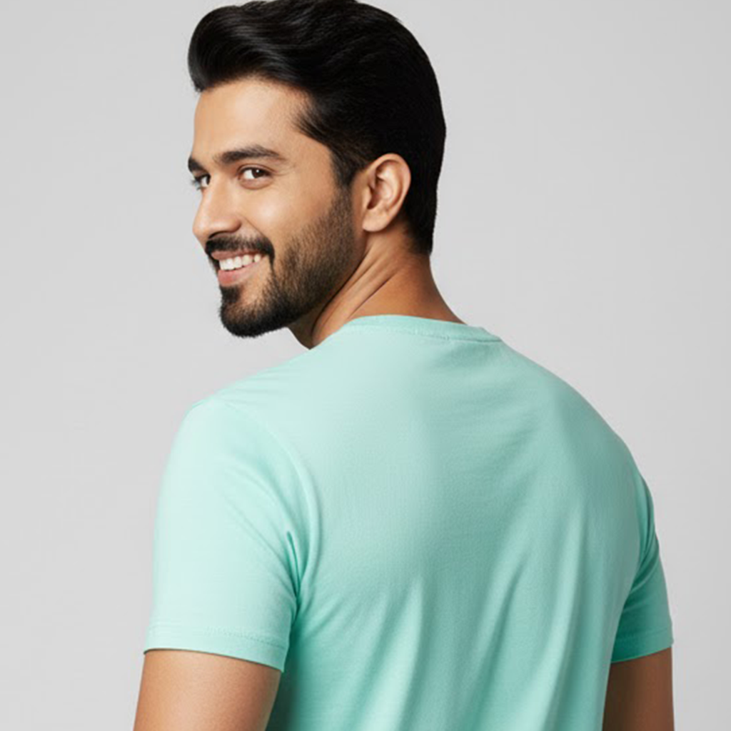 Men Soft Pure Cotton Round Neck Half Sleeve Mint T-shirt