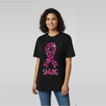 Unisex Soft Pure Cotton Black Round Neck Oversized Breast cancer awarenes Printed T-shirt
