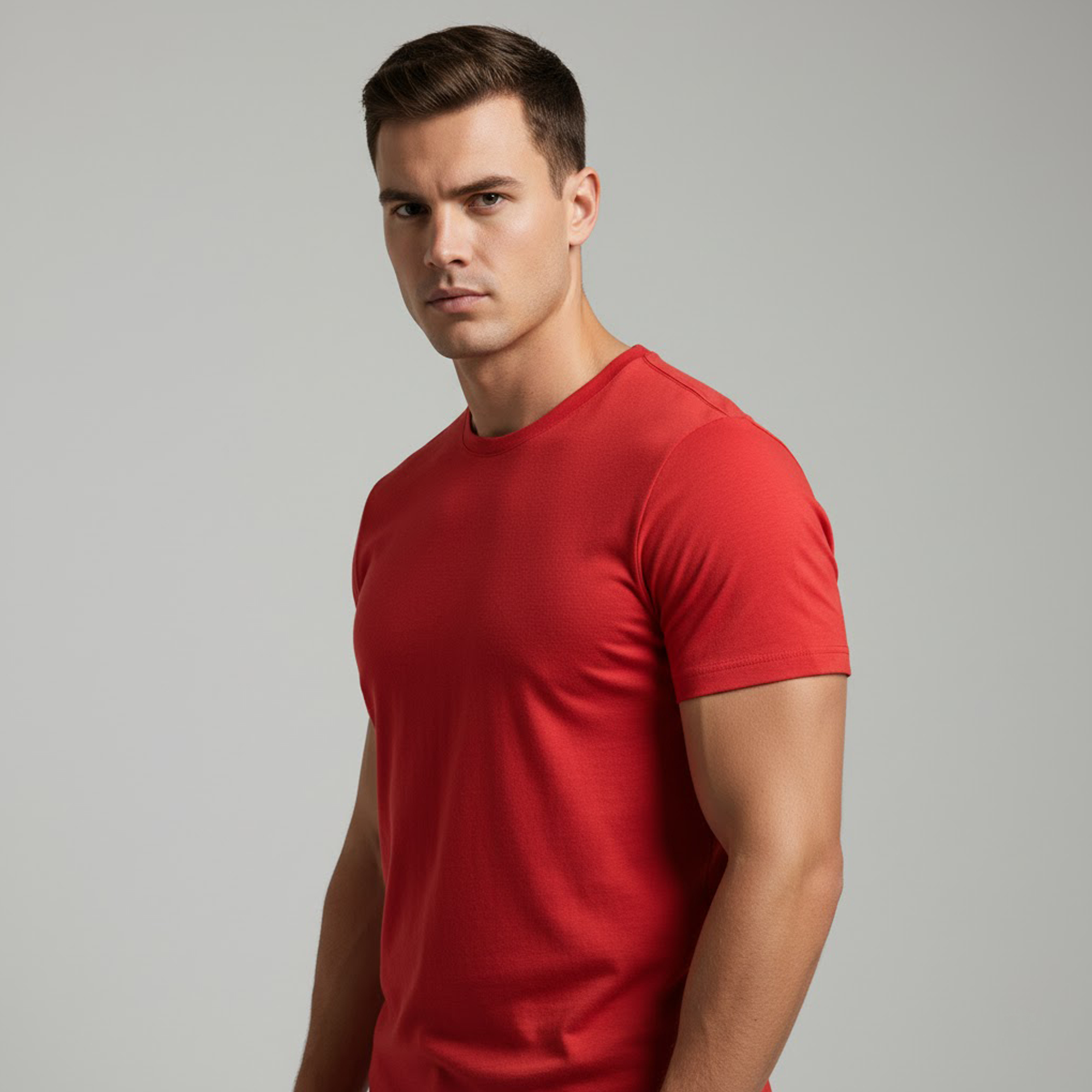 Unisex Pure Cotton Red color Round Neck Half Sleeve T_shirt