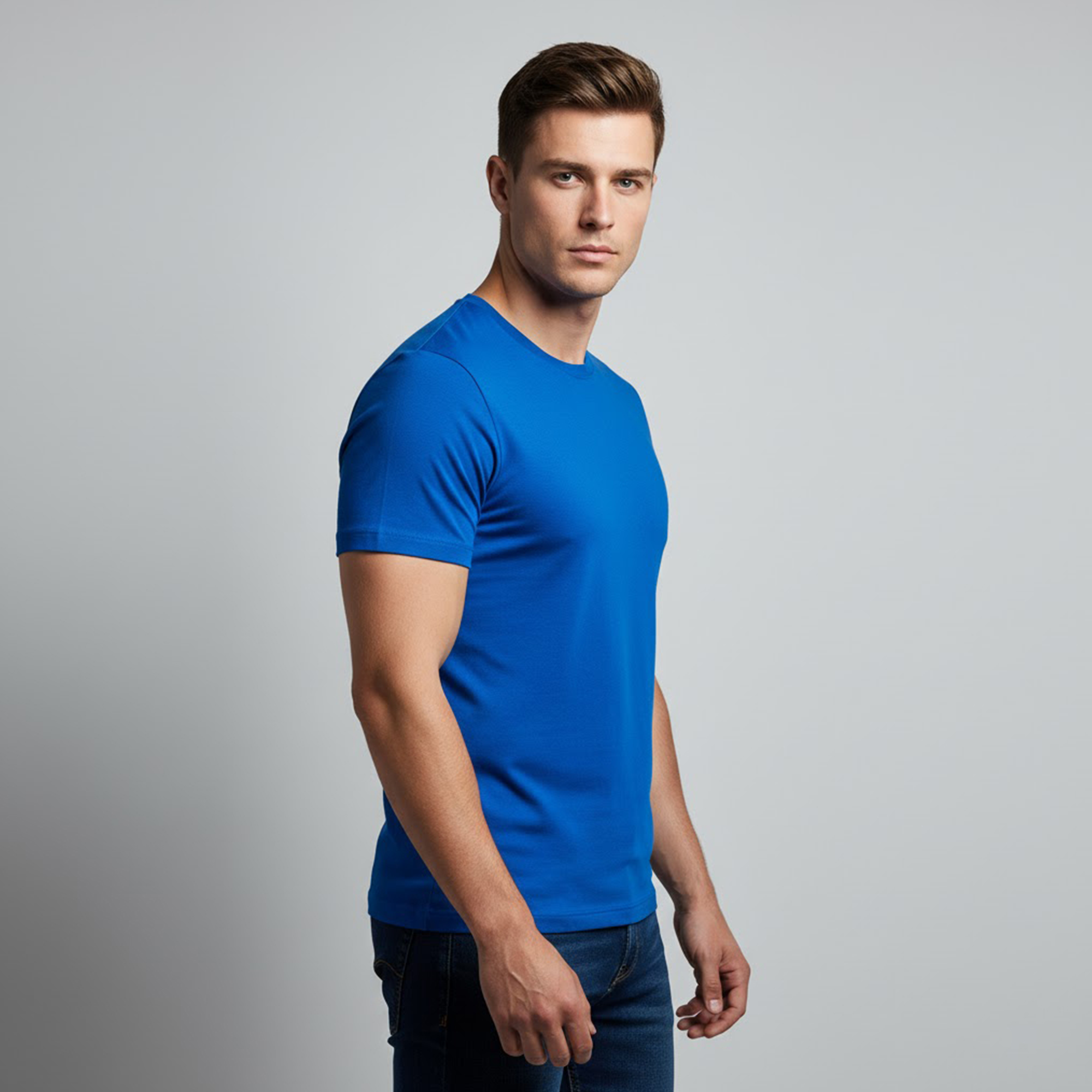 Unisex Pure Cotton Royal Blue Round Neck Half Sleeve T_shirt