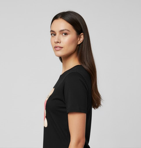 Unisex Soft 100% Cotton Black Round neck Half sleeve Printed Teddy T-shirt