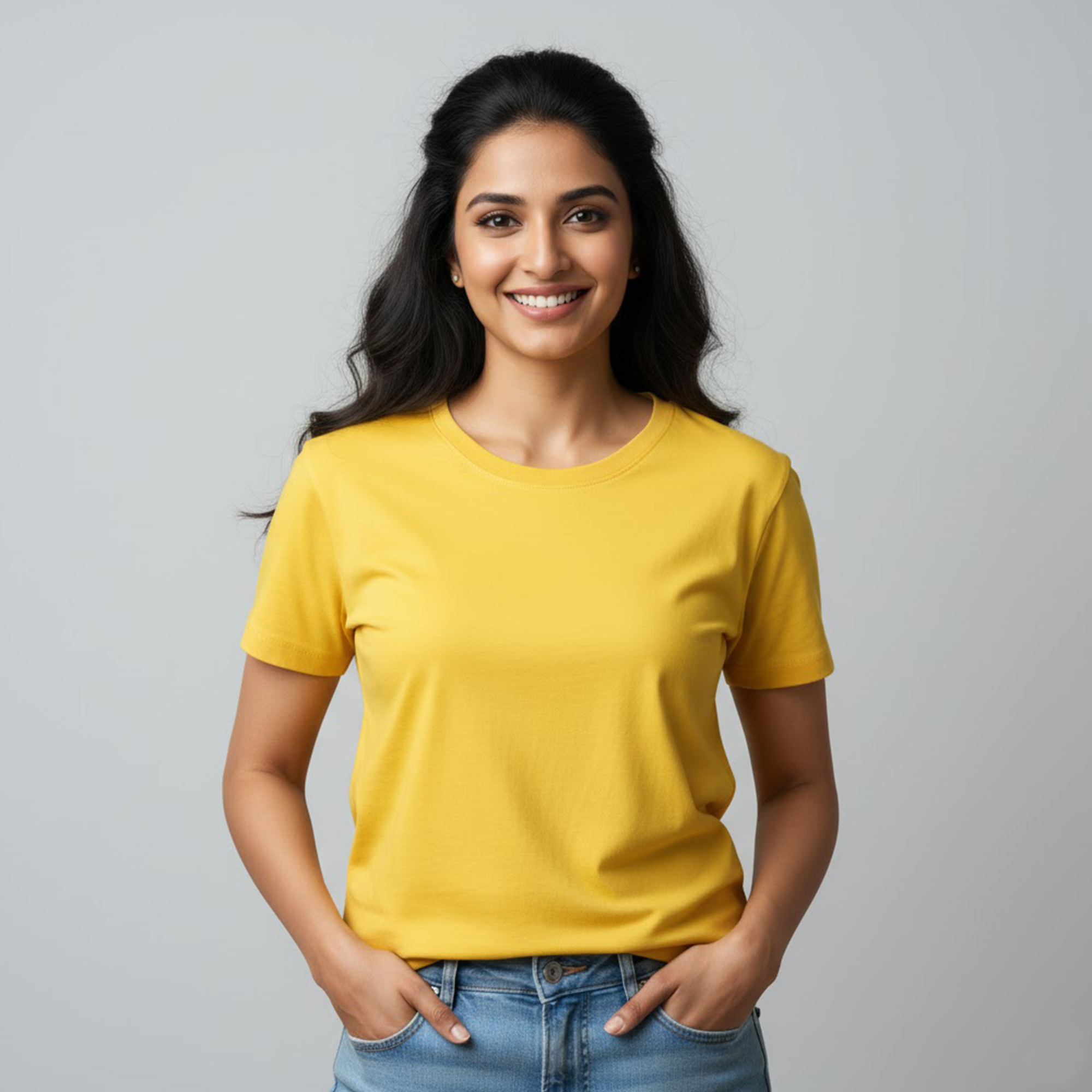 Women's Plain Yellow T-shirt Pure Cotton