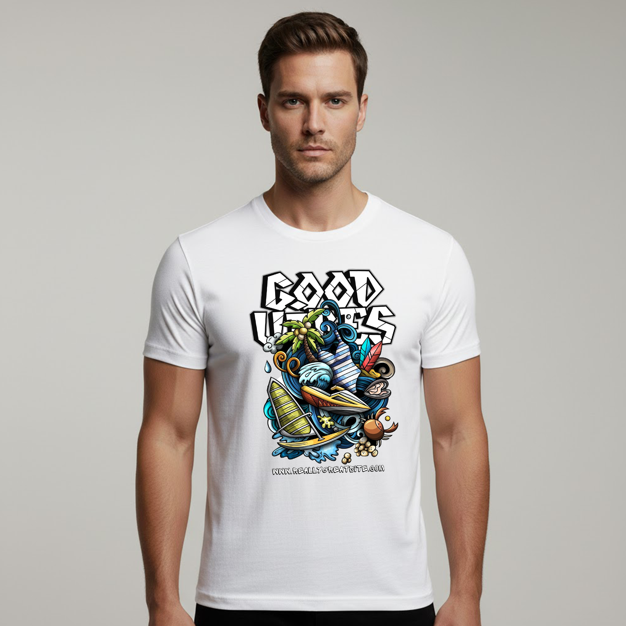 Men Soft Pure Cotton White Round Neck Half Sleeve PrintedT-shirt