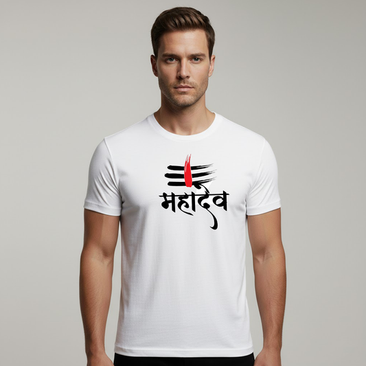 Men Soft 100% Cotton White Round Neck Half Sleeve T-shirt