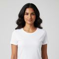 Women Soft Pure Cotton White Round Neck Half Sleeve T-shirt