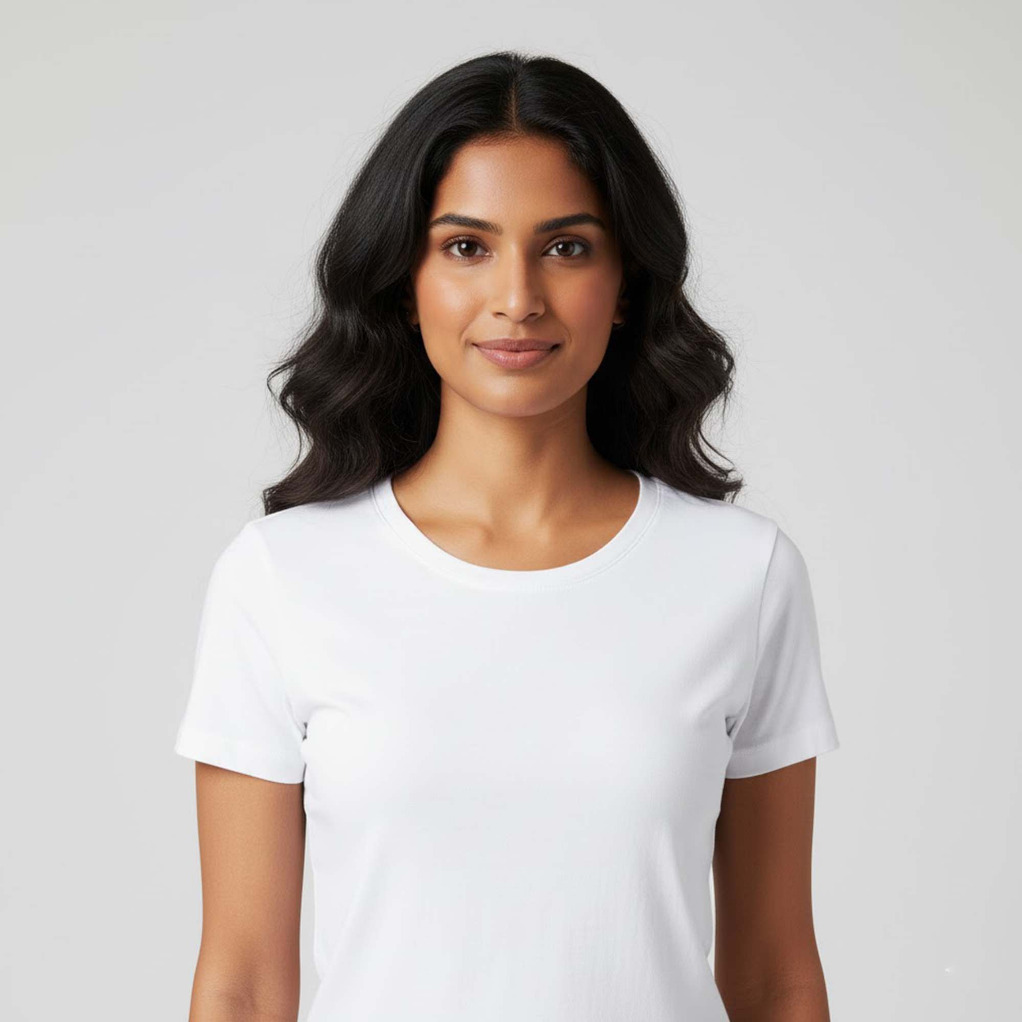 Women Soft Pure Cotton White Round Neck Half Sleeve T-shirt