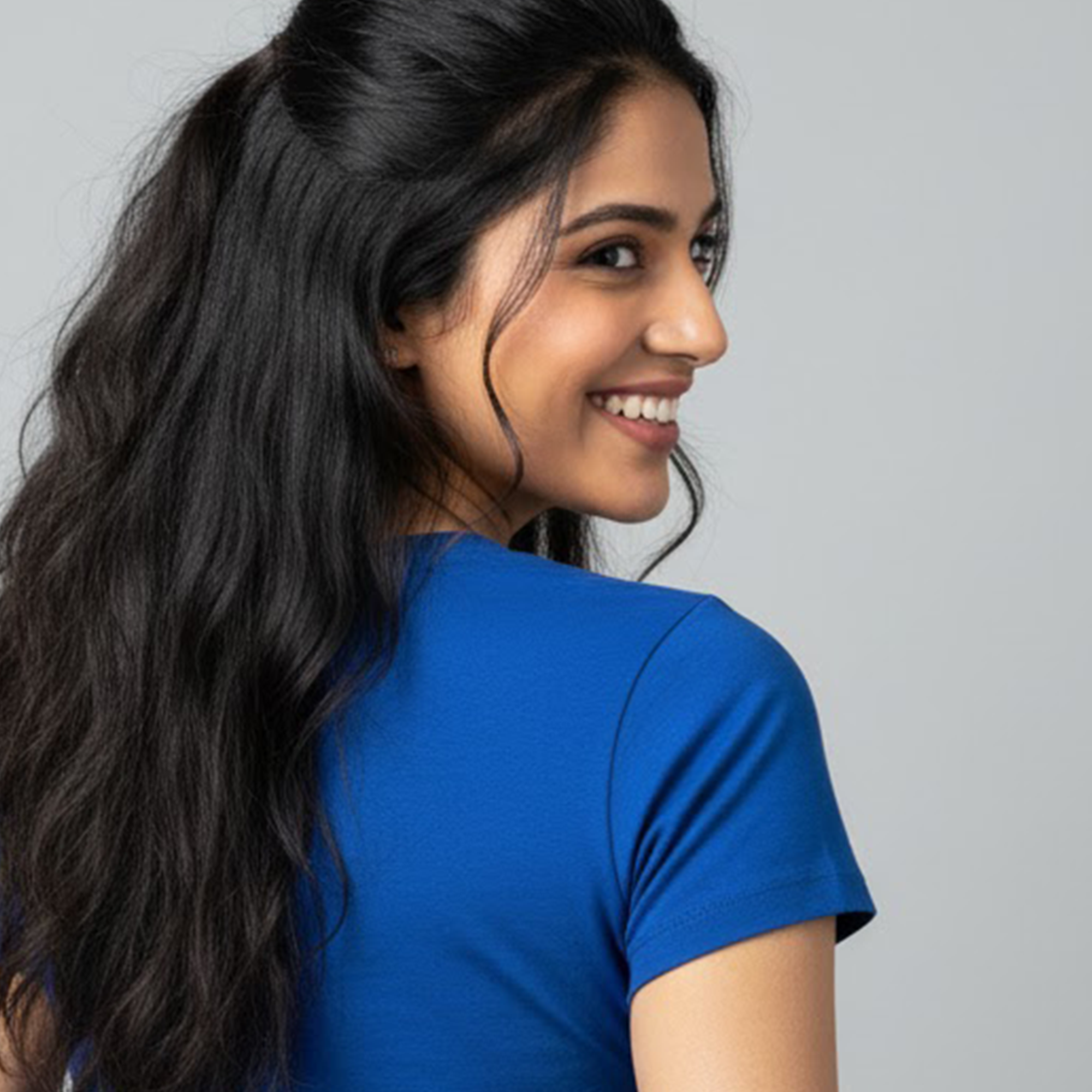 Women's Plain Royal Blue T-shirt Pure Cotton