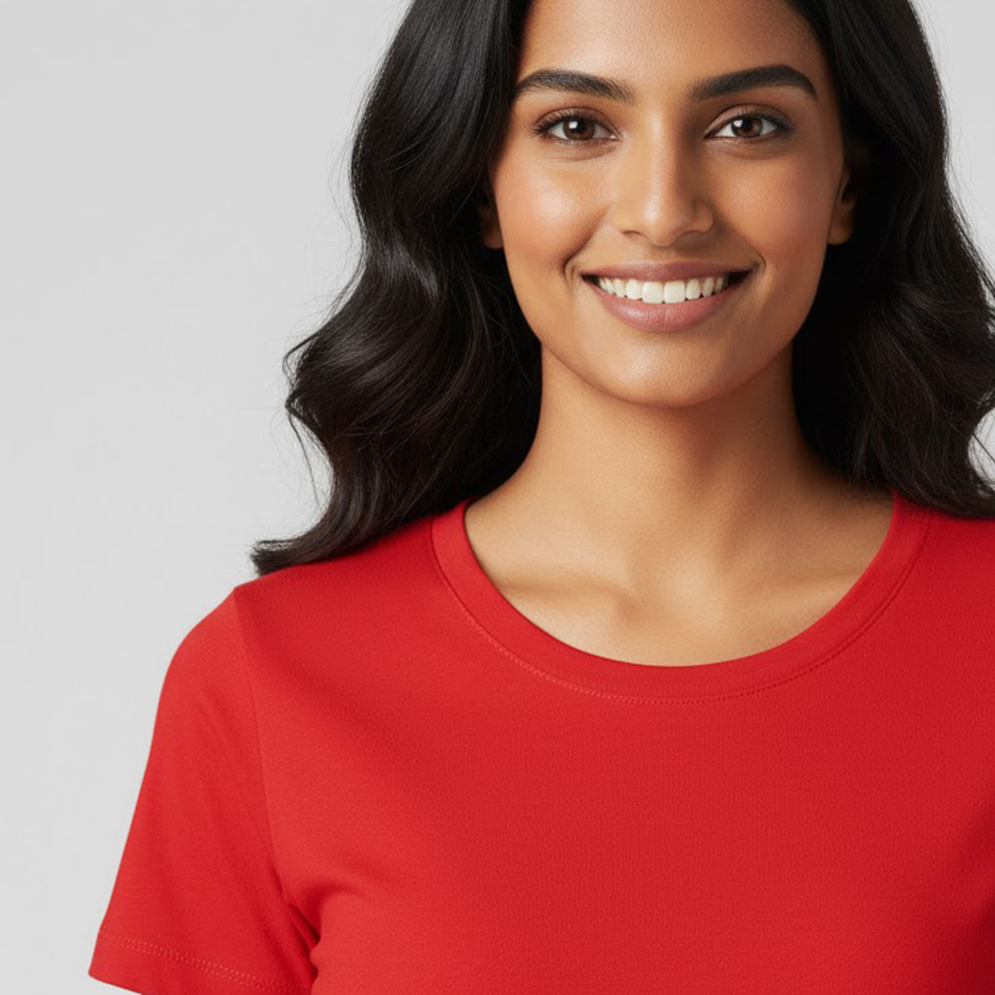 Women's Soft Pure Cotton Round Neck Half Sleeve Red T-shirt