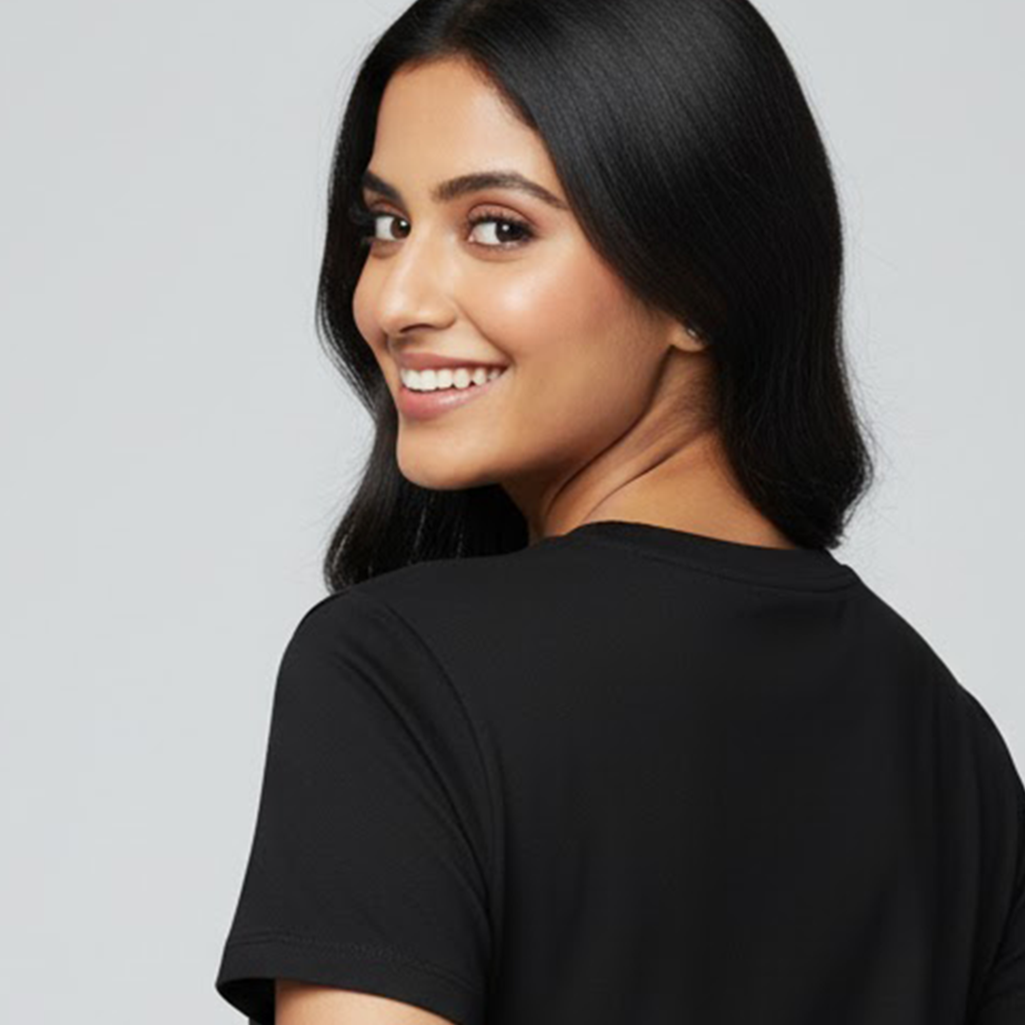 Women's Graphic Print Round Neck Black T-shirt